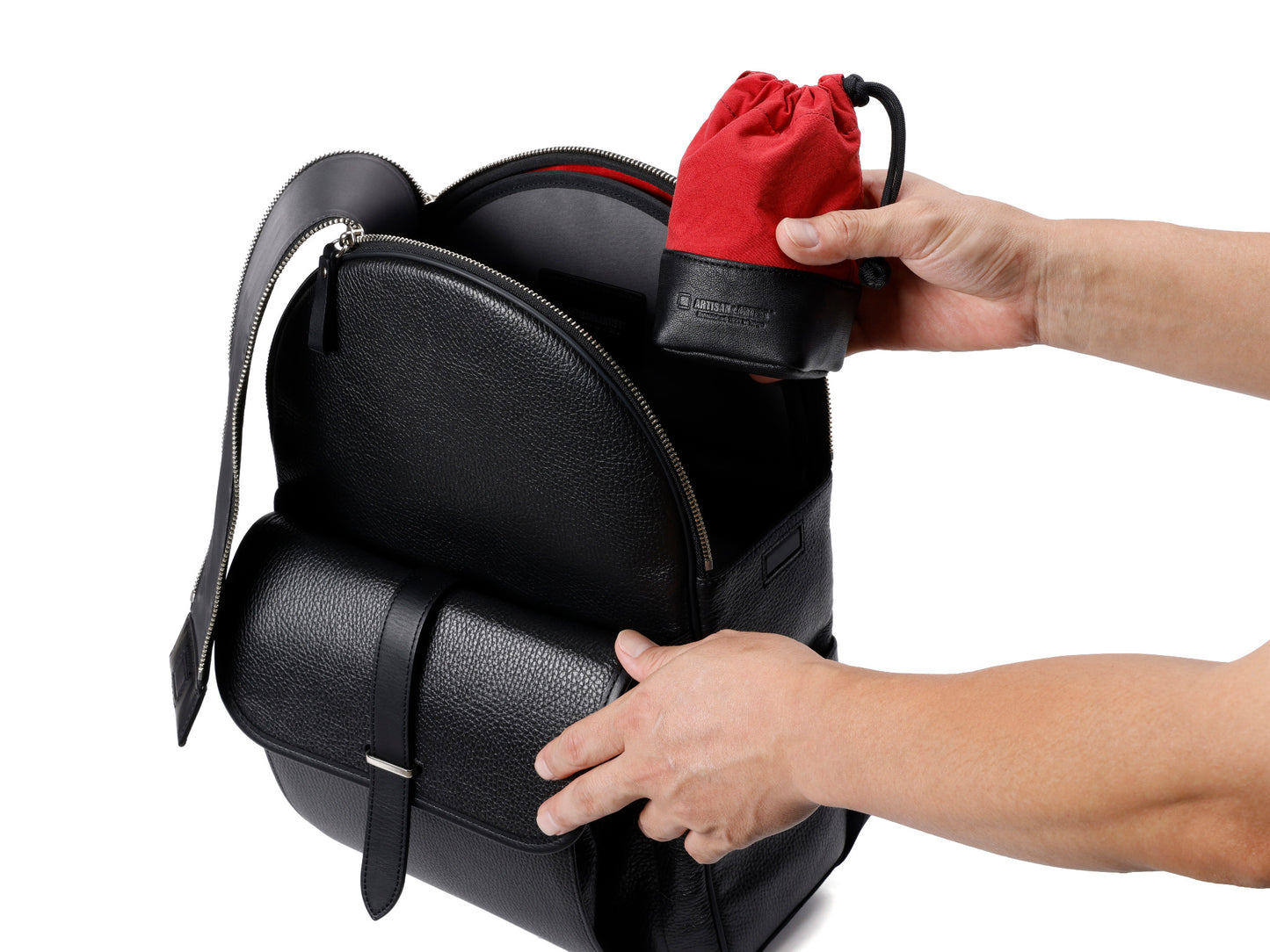 ACAM-LP140, Objektiv-Tasche aus Echtleder und Textilgewebe, Größe M