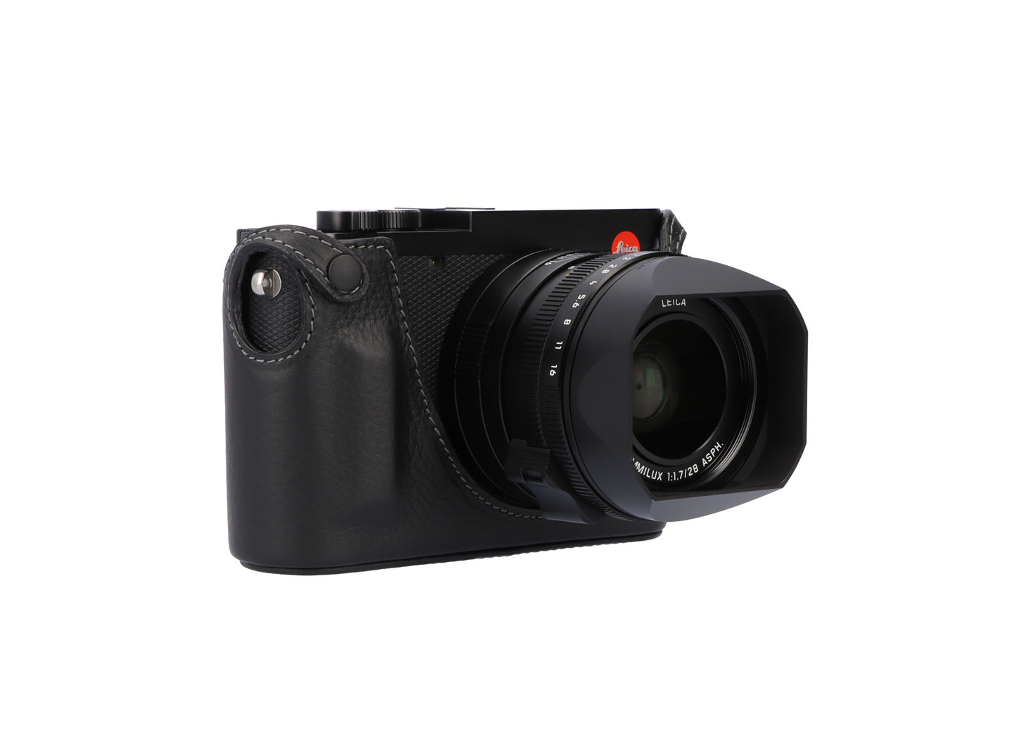 LMB-Q123 BLK, Leder-Halfcase, schwarz